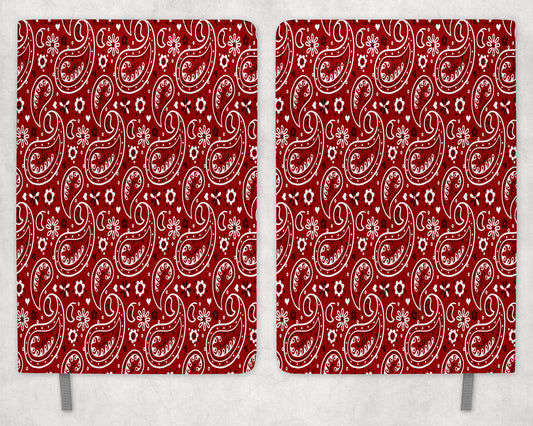 Red Paisley  Printed 8 Inch  A-5 Journal