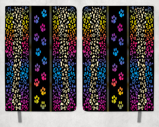 Rainbow Paw Prints Printed 8 Inch  A-5 Journal