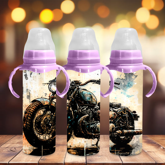 Motorcycle Steel Baby Bottle - Pick your top color