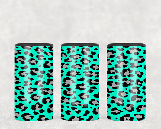 Turquoise Leopard Print  Steel can hugger - optional speaker