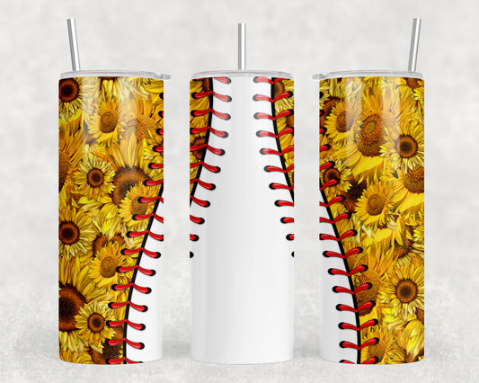 Sunflower Baseball 20 oz Steel Tumbler With Or Without Bluetooth Speaker
