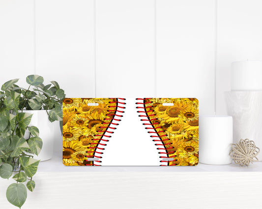 Sunflower Baseball License Plate