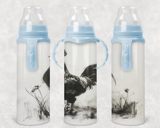 rooster Steel Baby Bottle - Pick your top color
