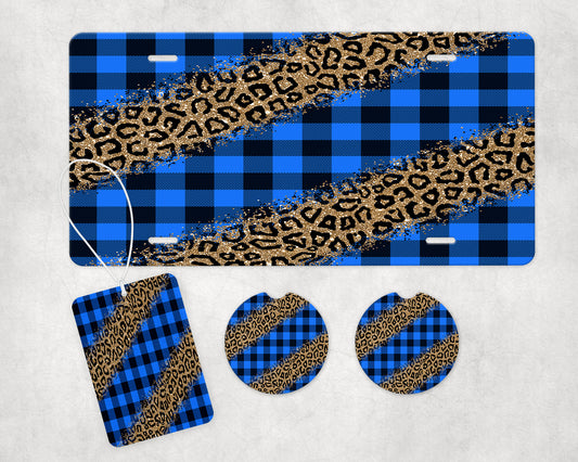 plaid leopard  Car Accessory Pack With 5ML Scent Bottle