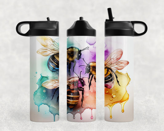 watercolor bees Steel Water Bottle