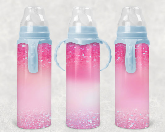 faux glitter Steel Baby Bottle - Pick your top color