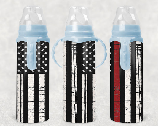 thin red line Steel Baby Bottle - Pick your top color