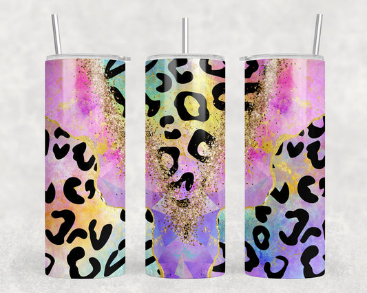 neon leopard 20 oz Steel Tumbler With Or Without Bluetooth Speaker