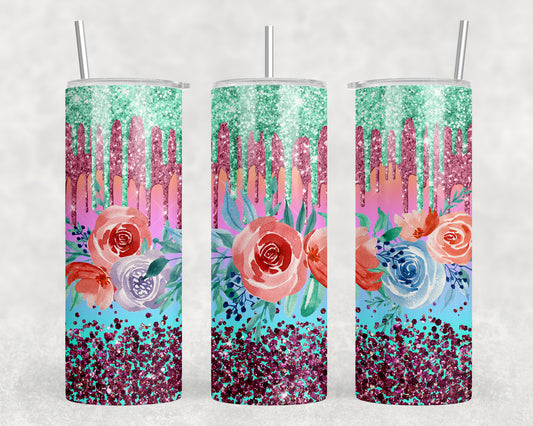 flowers 20 oz Steel Tumbler With Or Without Bluetooth Speaker