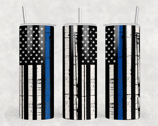 thin blue line 20 oz Steel Tumbler With Or Without Bluetooth Speaker