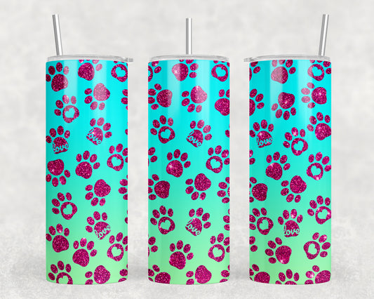 paw prints 20 oz Steel Tumbler With Or Without Bluetooth Speaker