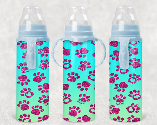 paw prints Steel Baby Bottle - Pick your top color
