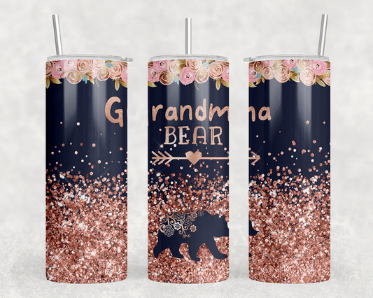 grandma bear 20 oz Steel Tumbler With Or Without Bluetooth Speaker