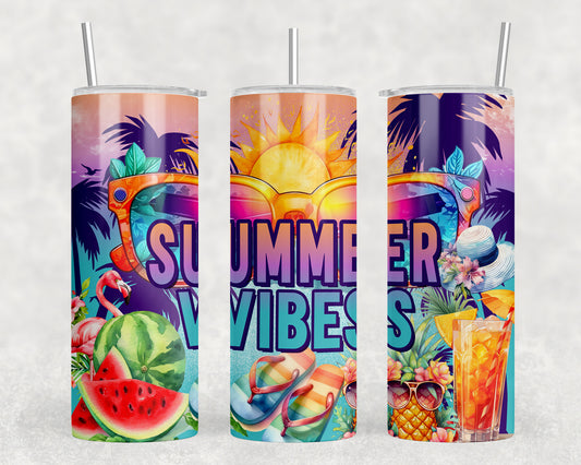 summer vibes 20 oz Steel Tumbler With Or Without Bluetooth Speaker