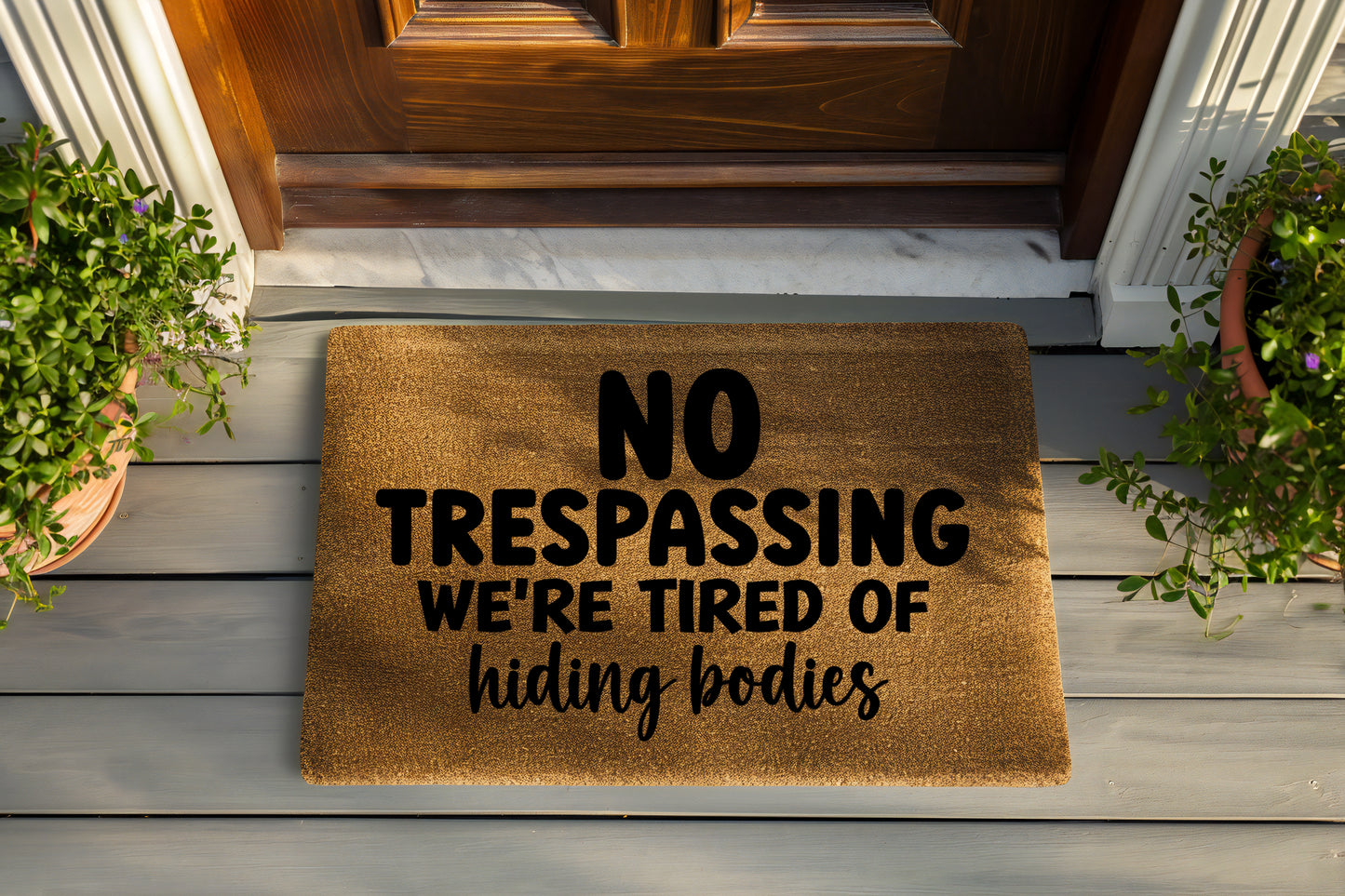 No Trespassing Hand Painted Coir Door Mat