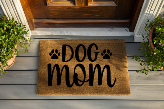 Dog Mom Hand Painted Coir Door Mat