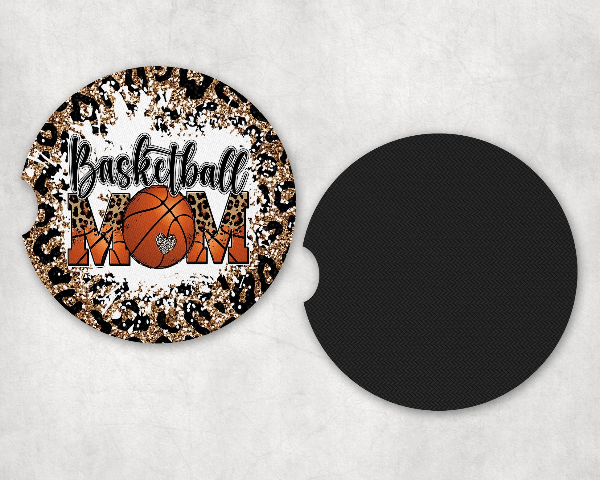 Basketball Mom Leopard Print|Car Coaster Set - Car Coaster