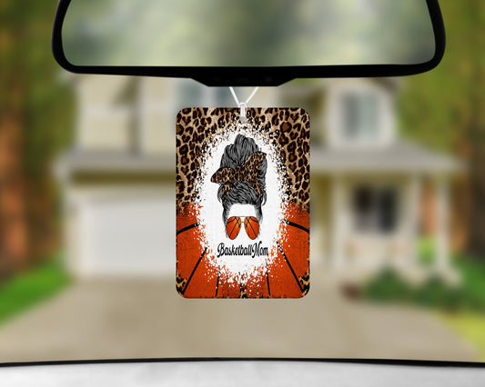 Basketball Mom Leopard Print Felt Freshie with 5ML Spray Bottle - Vehicle Air Freshener