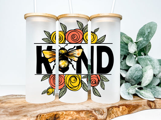 Bee Kind Frosted Glass Tumbler - Tumblers