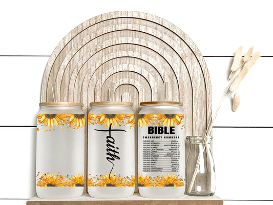 Bible Emergency Numbers - Frosted Libby Glass - Tumblers