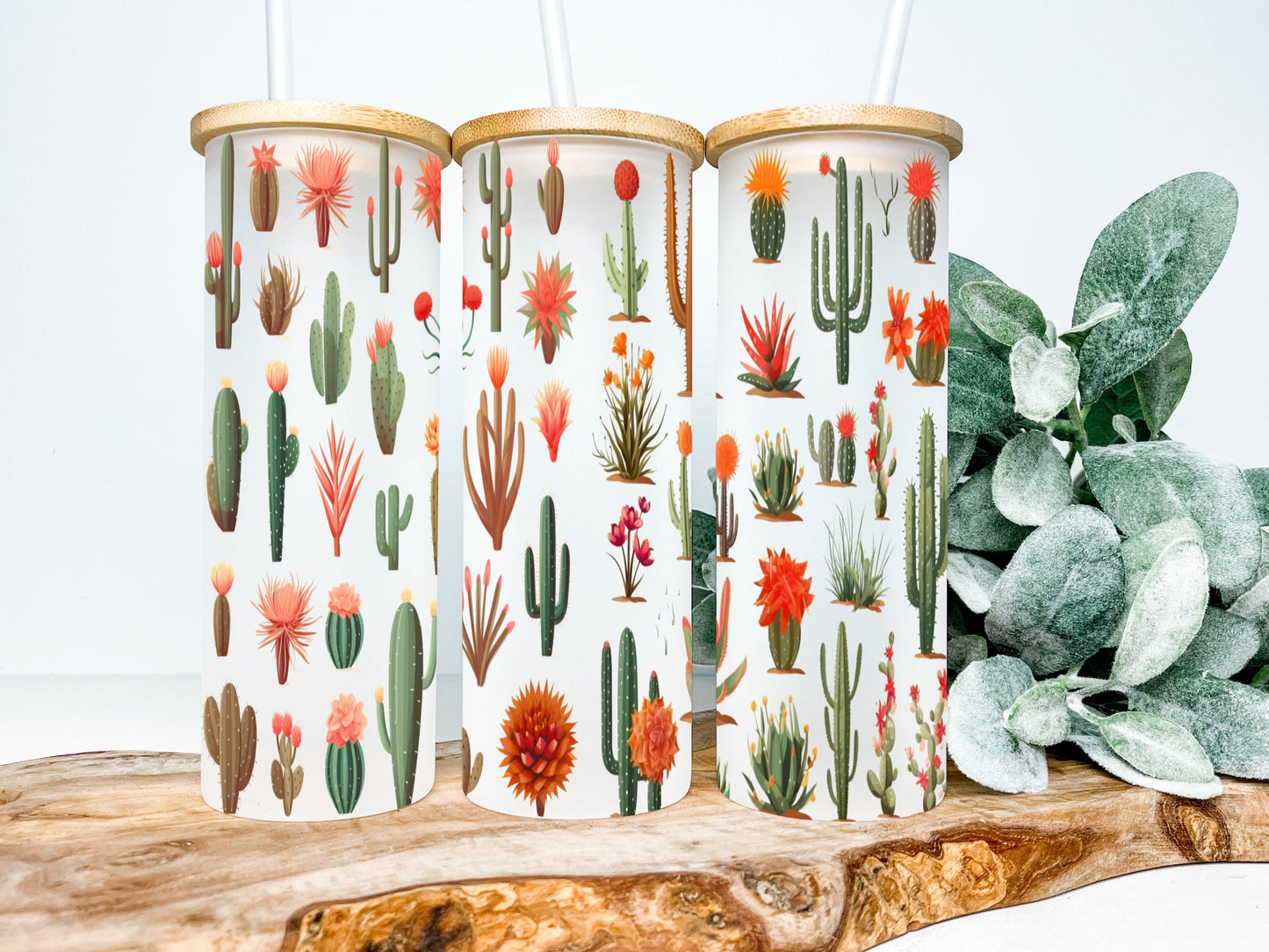 Cactus Frosted Glass Tumbler - Tumblers