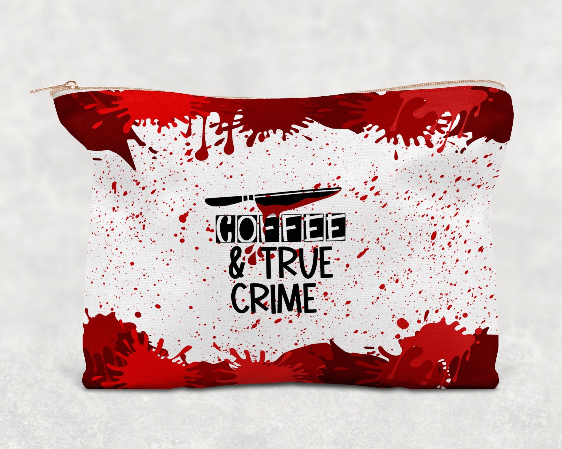 Coffee and True Crime Printed Canvas Zipper Bag - Bag