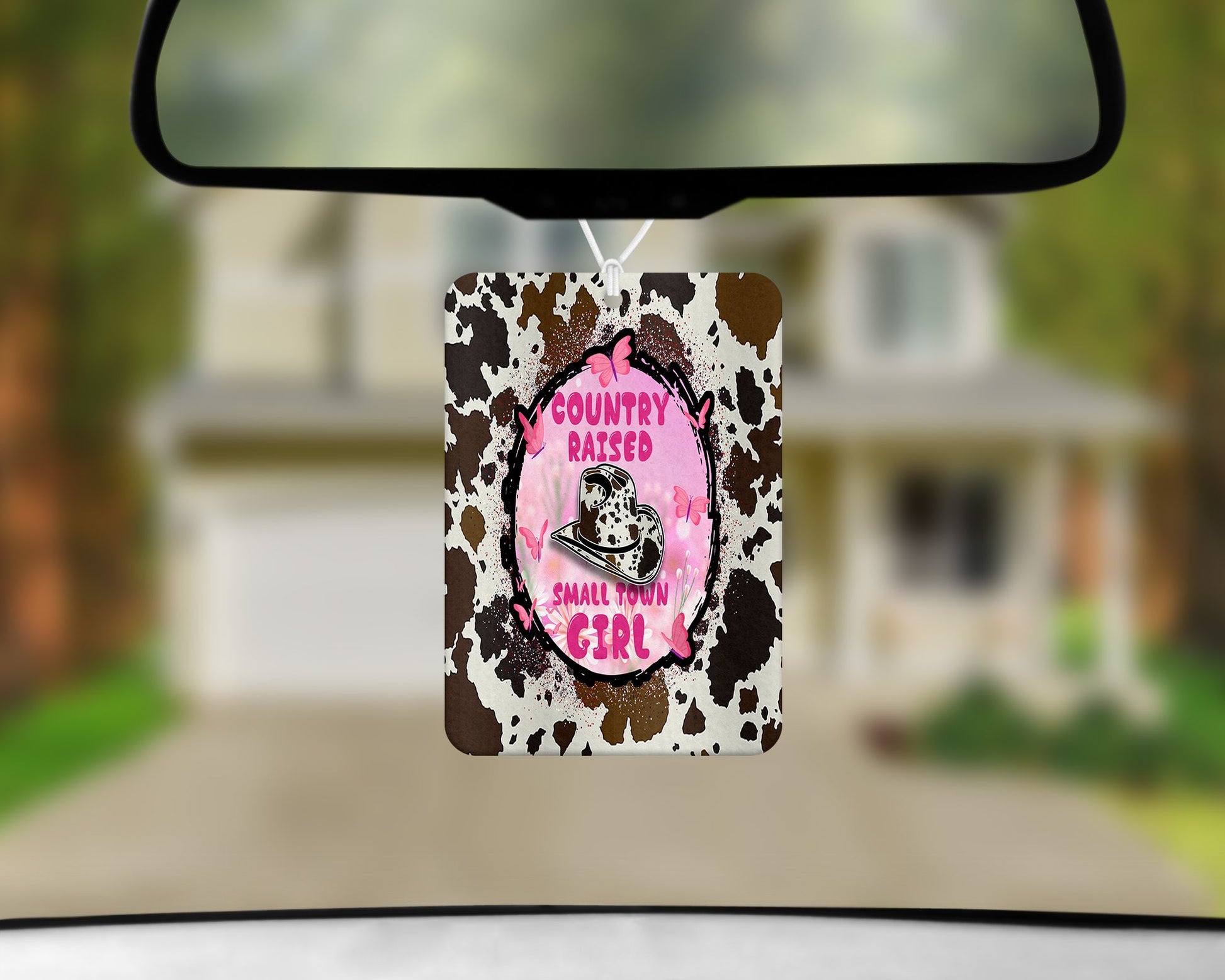 Country Raised Cow Print|Freshie|Includes Scent Bottle - Vehicle Air Freshener