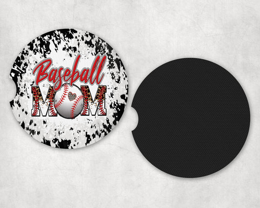Cow Print Baseball Mom|Car Coaster Set - Car Coaster