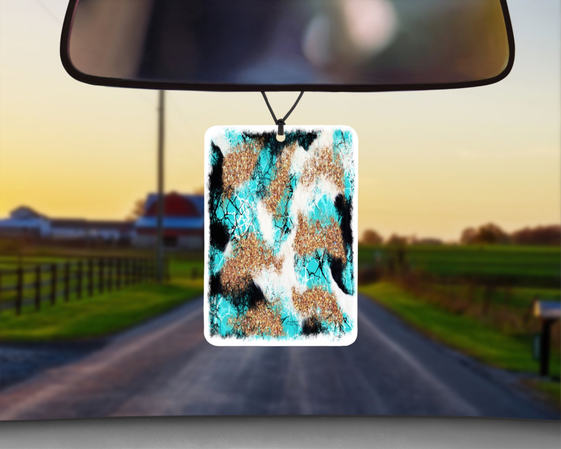 Cowhide and Turquoise|Freshie|Includes Scent Bottle - Vehicle Air Freshener