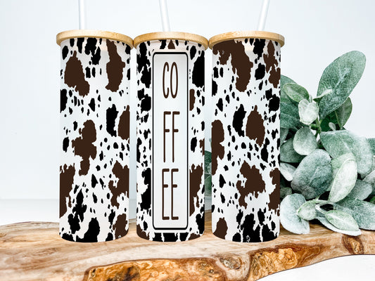 Cowhide Coffee Frosted Glass Tumbler - Tumblers