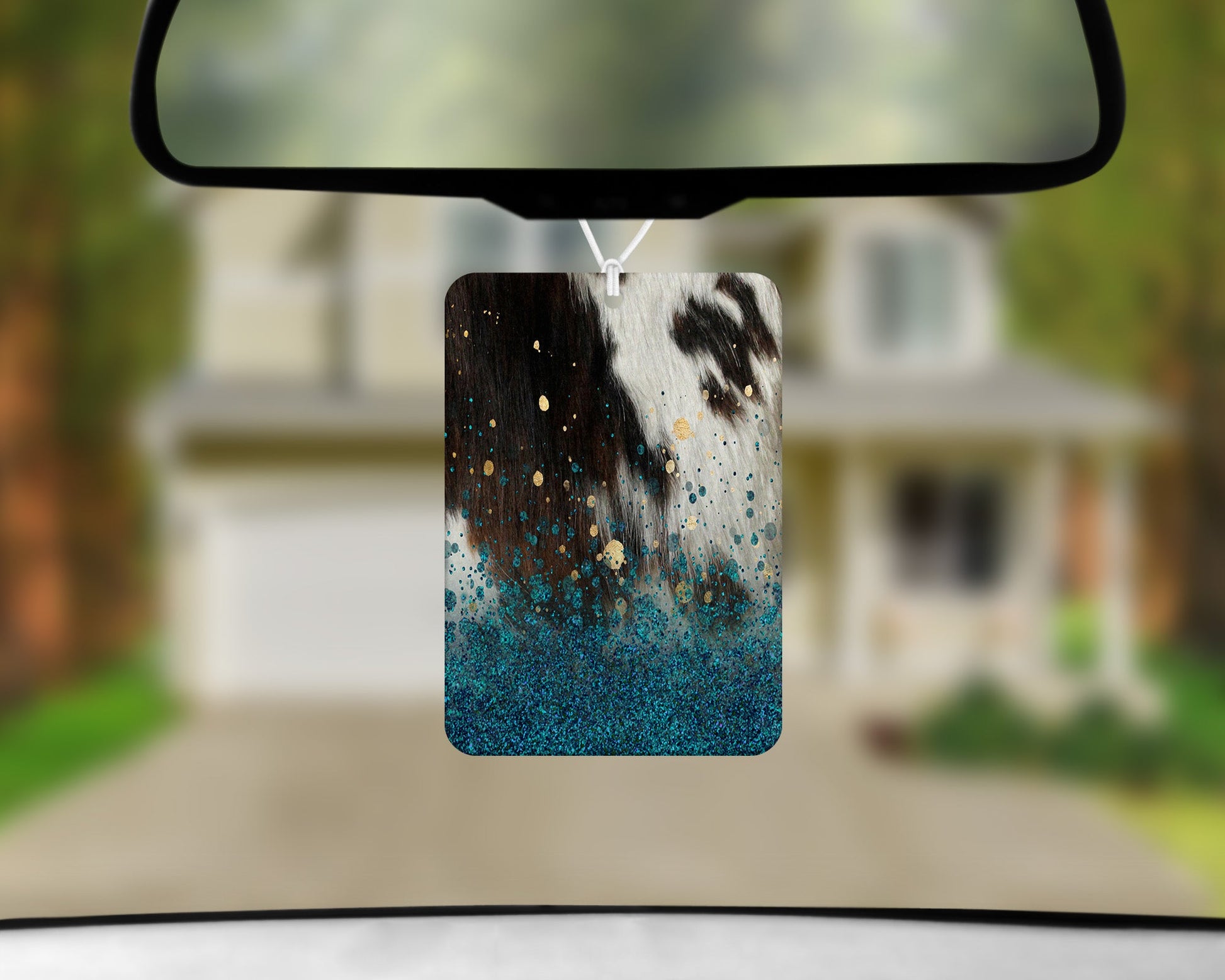 Cowhide Glitter|Freshie|Includes Scent Bottle - Vehicle Air Freshener