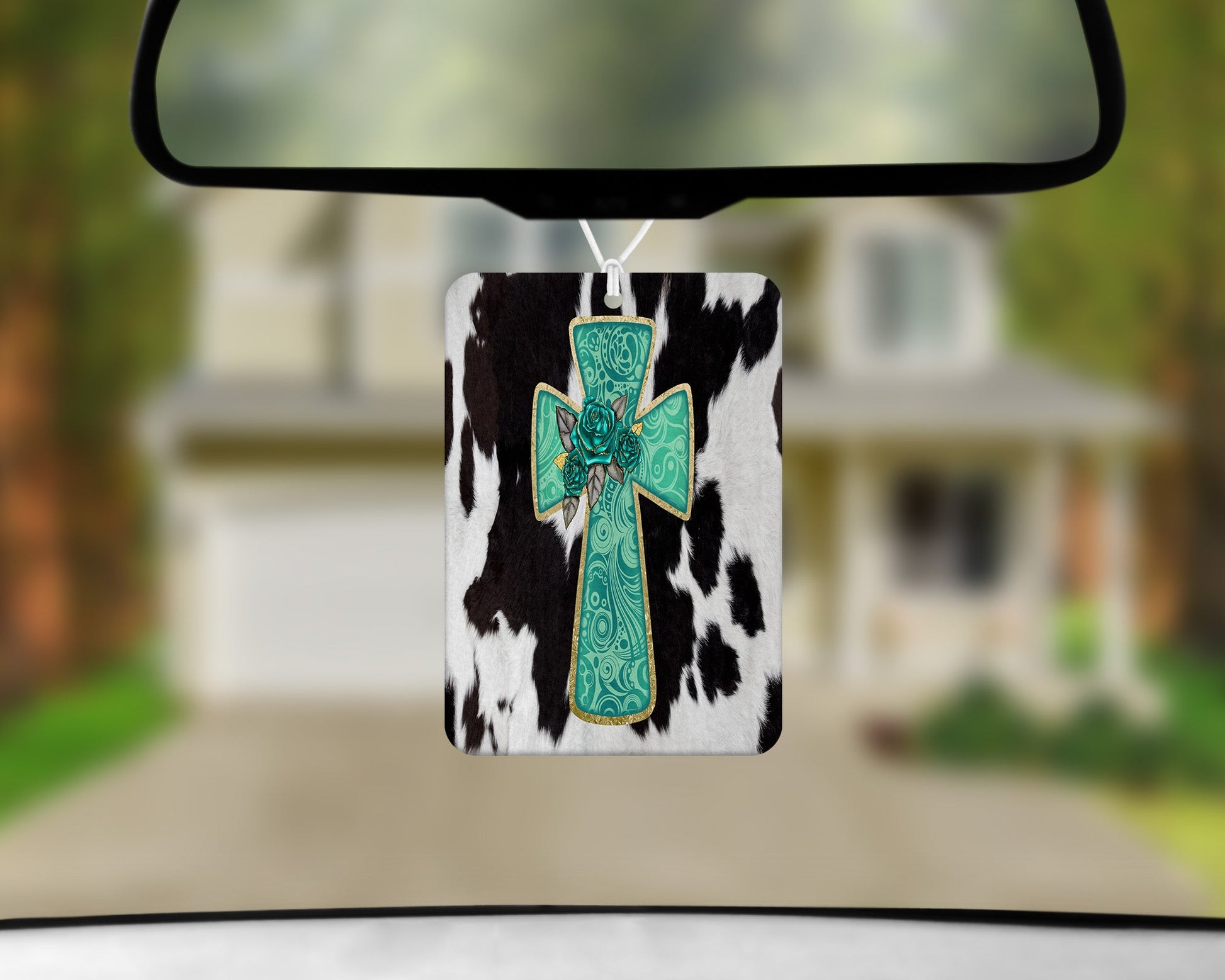 Cowhide Western Cross|Freshie|Includes Scent Bottle - Vehicle Air Freshener