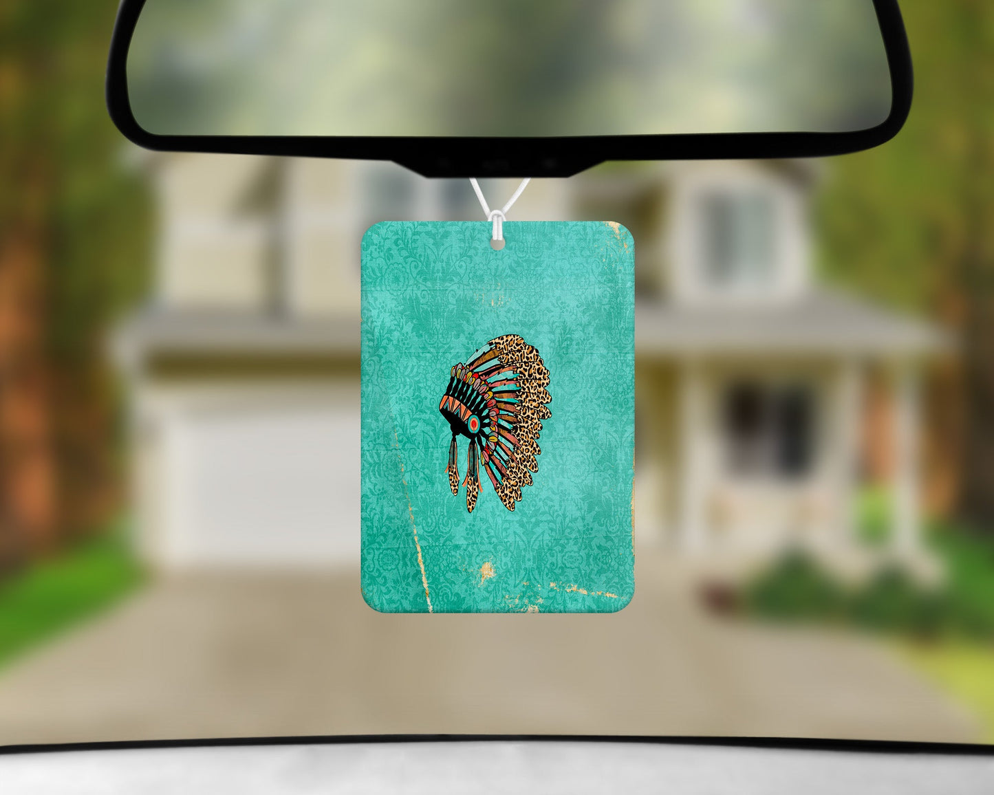 Distressed Turquoise Headdress|Freshie|Includes Scent Bottle - Vehicle Air Freshener
