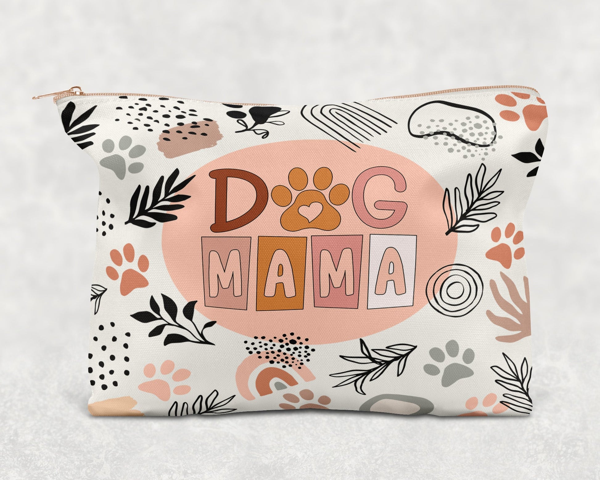 Dog Mama Printed Canvas Zipper Bag - Bag