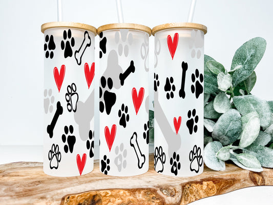 Dog Mom Frosted Glass Tumbler - Tumblers