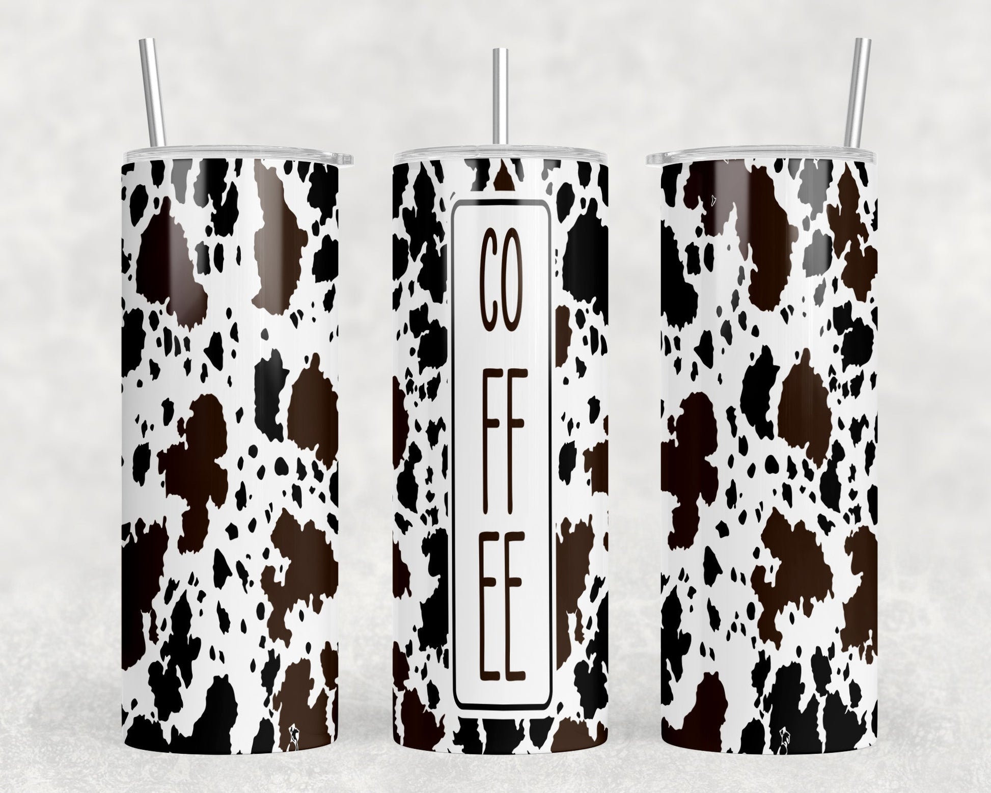 faux cowhide Coffee|Skinny Tumbler|Optional Bluetooth Speaker| Speaker Color Varies - Tumblers