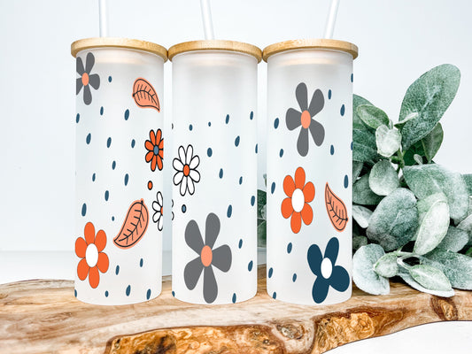 Floral Frosted Glass Tumbler - Tumblers