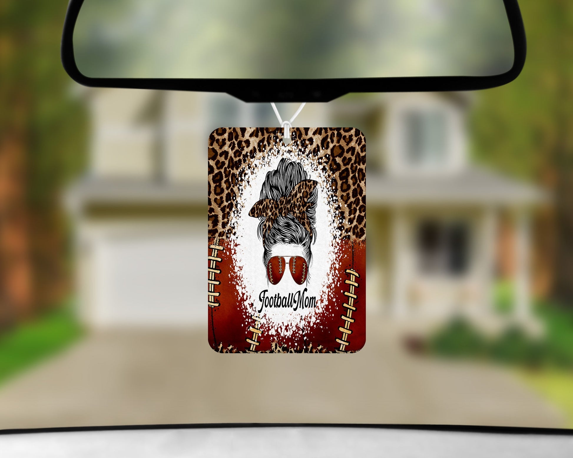 Football Mom Leopard Print|Freshie|Includes Scent Bottle - Vehicle Air Freshener