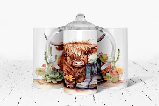 Highland Cow Insulated Kids Dual Lid Sippy Cup Tumbler - Tumblers
