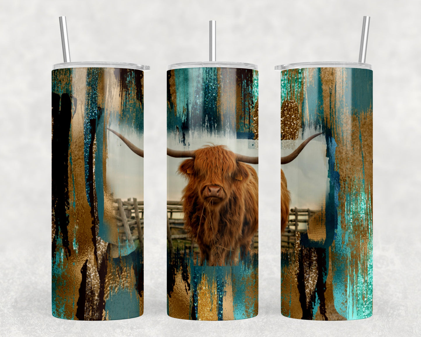 Highland Cow|Skinny Tumbler|Optional Bluetooth Speaker| Speaker Color Varies - Tumblers