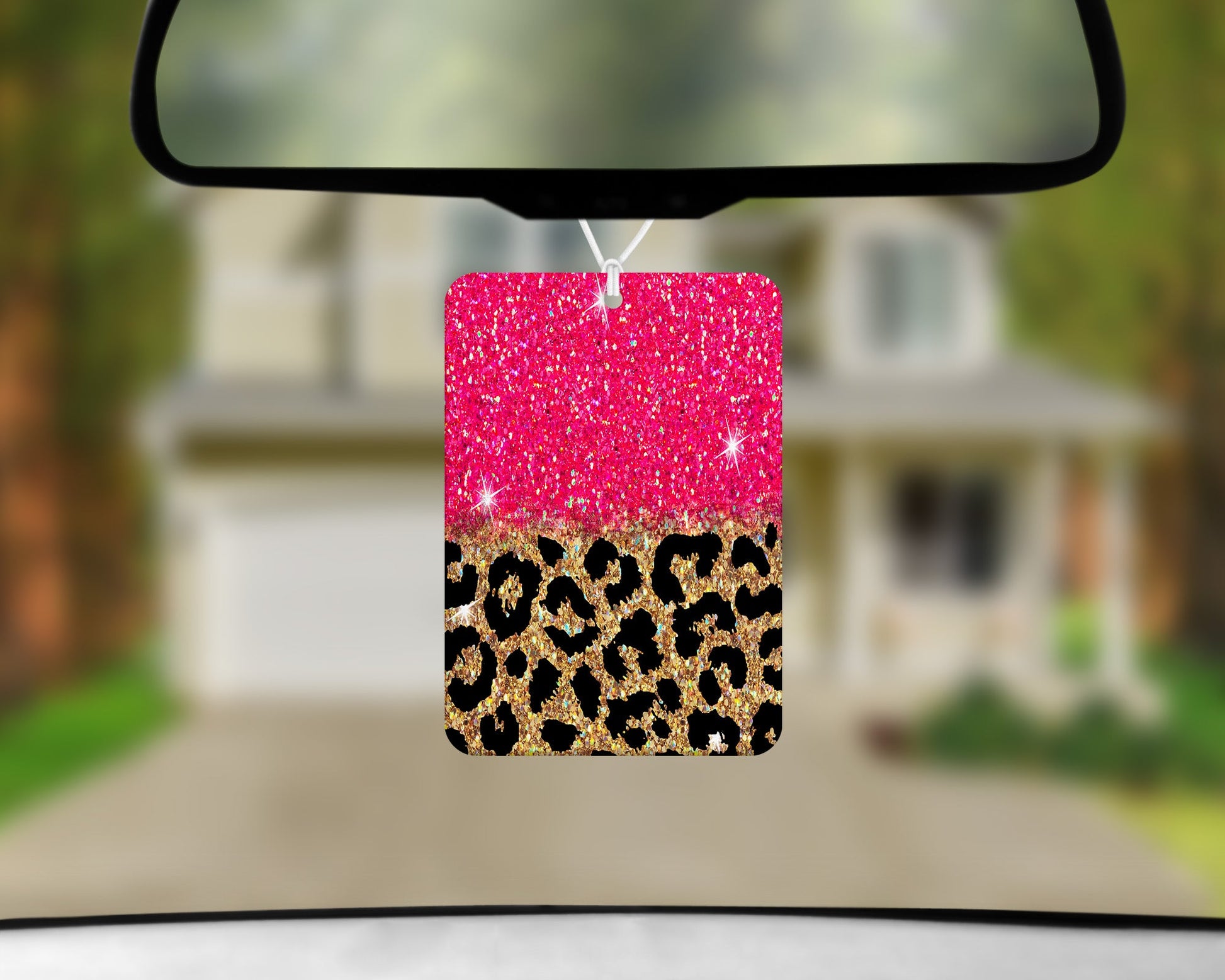 Hot Pink Leopard Print|Freshie|Includes Scent Bottle - Vehicle Air Freshener