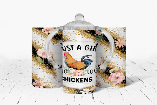 Just A Girl Who Loves Chickens Insulated Kids Dual Lid Sippy Cup Tumbler - Tumblers