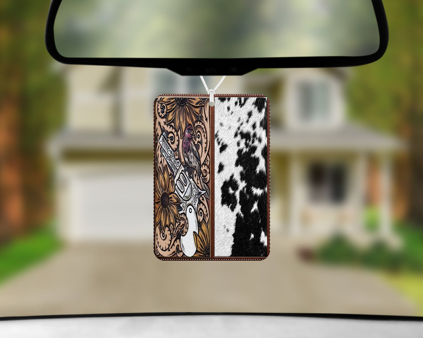 Leather Pistol Cowhide|Freshie|Includes Scent Bottle - Vehicle Air Freshener