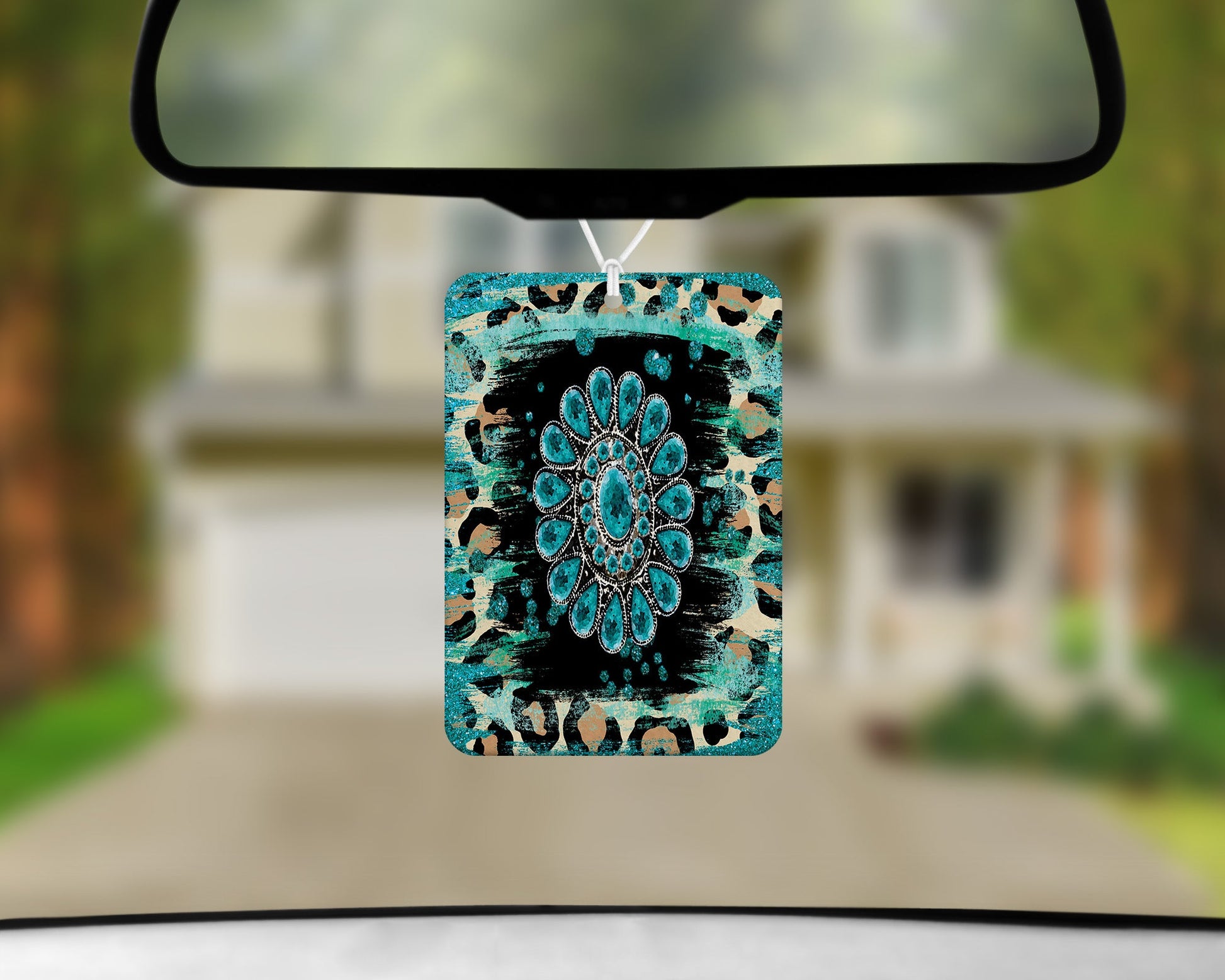 Leopard Print Concho|Freshie|Includes Scent Bottle - Vehicle Air Freshener