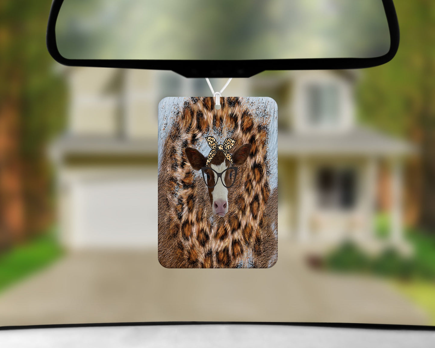 Leopard Print Cow |Freshie|Includes Scent Bottle - Vehicle Air Freshener