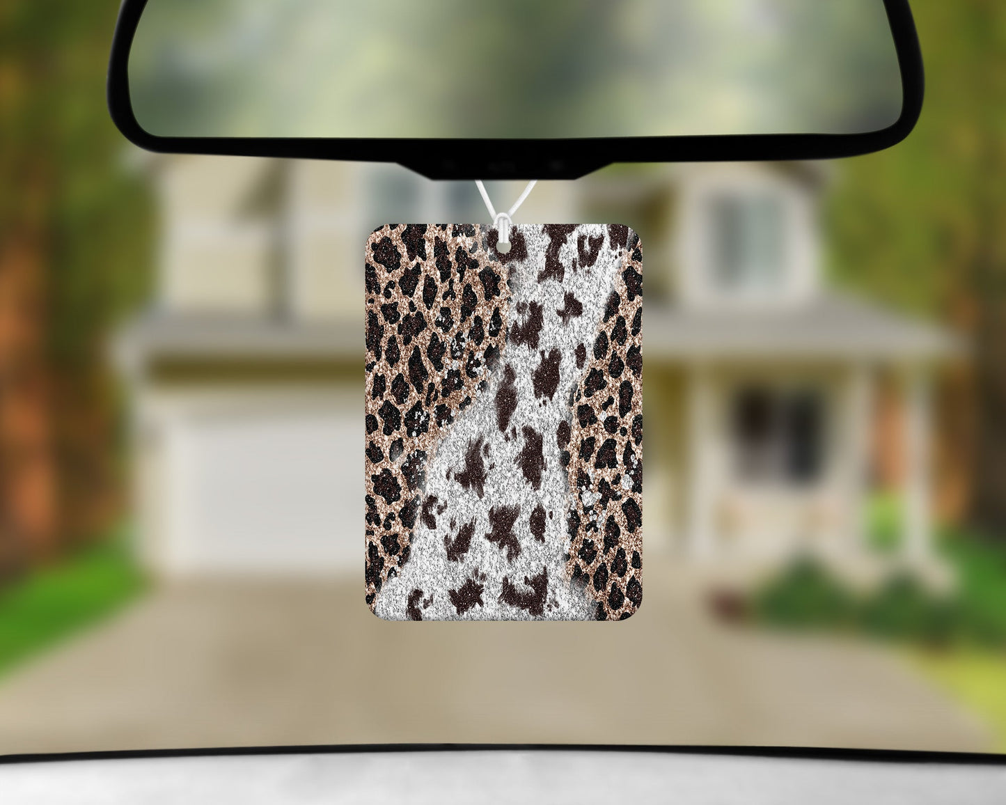 Leopard Print Cow Print|Freshie|Includes Scent Bottle - Vehicle Air Freshener