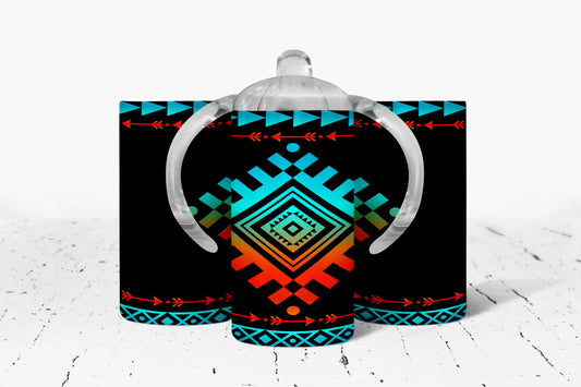 Neon Aztec Insulated Kids Dual Lid Sippy Cup Tumbler - Tumblers