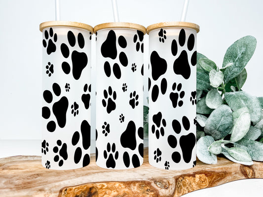 Paw Prints Frosted Glass Tumbler - Tumblers