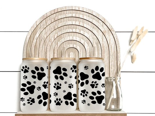 Paw Prints - Frosted Libby Glass - Tumblers