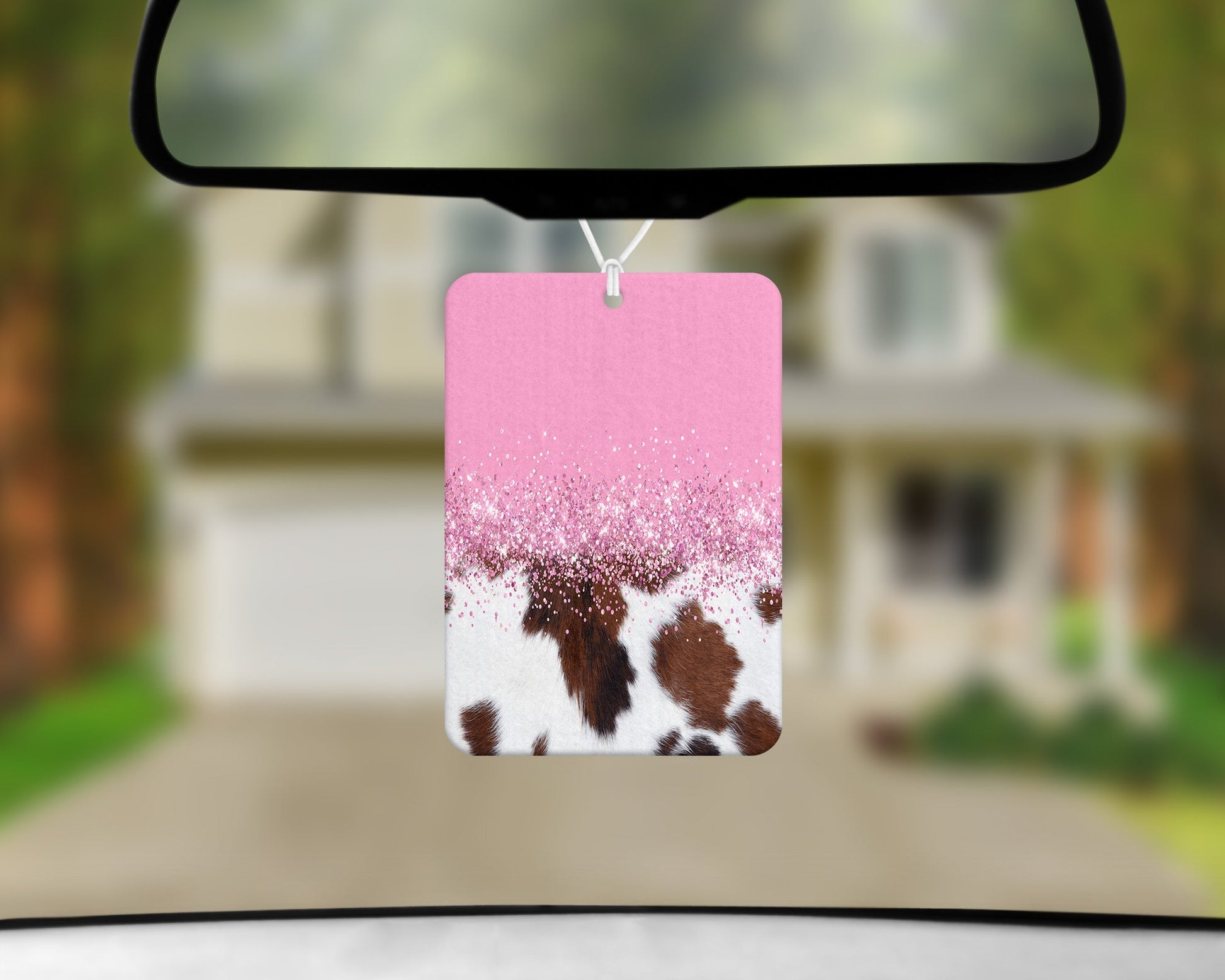 Pink Cowhide|Freshie|Includes Scent Bottle - Vehicle Air Freshener